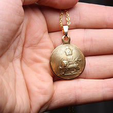 Load image into Gallery viewer, Asoodehdelan Gold Pt Iranian Persian Shir Khorshid Lion Sun Pahlavi Necklace Iran Farvahar (18" Chain)