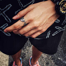 Load image into Gallery viewer, AVECON 925 Sterling Silver Adjustable Feather Ring Vintage Statement Leaf Ring for Women Men