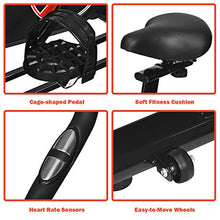 Load image into Gallery viewer, Goplus Adjustable Exercise Bike, Indoor Cycling Stationary Bike with Heart Rate Sensors, LCD Display, Silent belt, 5-Position Adjustable Saddle for Home Cardio Gym Workout (Black)