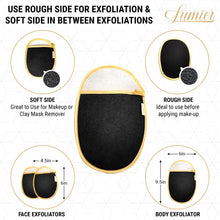Load image into Gallery viewer, Lumier Body Exfoliator Glove, Exfoliating Mit Set of 3, Exfoliating Gloves for Body and Face, 2-Sided, Deep Exfoliating Gloves, Exfoliation Glove for Soft Skin