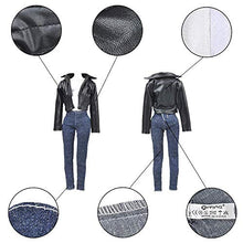 Load image into Gallery viewer, E-TING Lot 15 Items = 5 Sets Doll Clothes with 10 Pair Shoes Accessories for 11.5 Inch Girl Doll Outfits Random Style(Leather Jacket + Casual Wear)