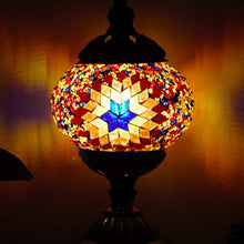 Load image into Gallery viewer, Kindgoo Turkish Mosaic Lamp Decorative Handmade Unique Glass Bedside Table Lamp Led Bulb Included (Red)