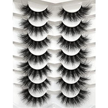 Load image into Gallery viewer, Pooplunch False Eyelashes Cat-Eye Fluffy Faux Mink Lashes 8D Wispy Lashes 7 Pairs Pack Dramatic Long Thick Volume Fake Eye Lash Multipack