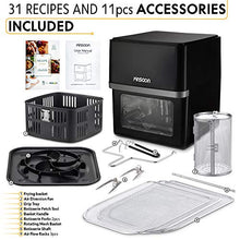 Load image into Gallery viewer, PINSOON Air Fryer Oven 10 QT with 31 Recipes, 360 degree Of Super-Heated Cyclonic Air, 8 Cooking Presets and 11 Accessories, LED Touch Screen and Auto-Shutoff Safety System