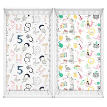 Load image into Gallery viewer, TILLYOU Microfiber Crib Sheets Set for Boys & Girls, Silky Soft Toddler Sheets Printed, Breathable Cozy Baby Sheets, 28 x 52in, 2 Pack Letters & Numbers