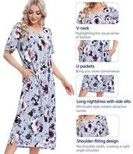 Load image into Gallery viewer, MZROCR Nightgowns For Women Long Soft Night gown Sleepshirts Comfy V Neck Night Dress with Pockets Women Pajamas Sleepwear
