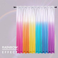 Load image into Gallery viewer, Reversible Ombre Curtains Teal White Sheer Window Curtain Panel 2 Faux Linen Semi Sheer Curtains for Bedroom Decor Kid Nursery Living Room 52 x 84 Inch Length Gradient Aqua Blue Turquoise Teal Green