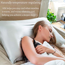 Load image into Gallery viewer, Celestial Silk 100% Silk Pillowcase for Hair Zippered Luxury 25 Momme Mulberry Silk Charmeuse Silk on Both Sides of Cover -Gift Wrapped- (Standard, Silver)