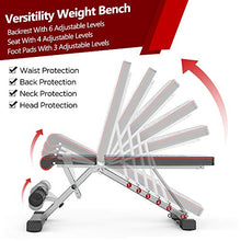 Load image into Gallery viewer, OUNUO Adjustable Weight Bench Foldable, Fitness Workout Bench Weight Lifting Sit-up Multi-use Exercise Bench Flat Incline Decline Bench Press for Home Gym Training