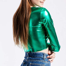 Load image into Gallery viewer, WoCoo Ladies' Nightclub Costumes Vest And Patent Leather Solid Color Tops Long Sleeve Bottoming Shirt Performance Clothe(Green,XXL)