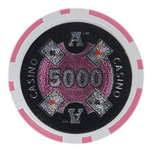 Load image into Gallery viewer, Brybelly Ace Casino Poker Chip Heavyweight 14-Gram Clay Composite – Pack of 50 ($5000 Pink)