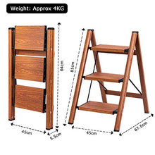 Load image into Gallery viewer, 3 Step Stool Ladder Woodgrain Shelf Aluminum Lightweight Folding with Anti-Slip and Wide Pedal for Home and Kitchen Space Saving