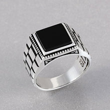 Load image into Gallery viewer, Chimoda Mens Solitaire Silver Rings 925 Sterling Men's Jewelry with Black Onyx Stone (10)