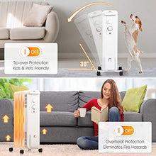 Load image into Gallery viewer, PETSITE Oil Filled Radiator Heater, 1500W Portable Space Heater with 3 Heating Modes & Adjustable Thermostat, Tip-Over & Overheat Protection, Electric Quiet Heater w/ Wheels for Home Office Indoor Use