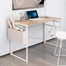 Load image into Gallery viewer, JSB Folding Computer Desk with Storage Bag and Hook, Writing Desk Modern Industrial Work Table Laptop Desk for Home Office (39.37” x 19.69” x 29.53”, White)