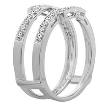 Load image into Gallery viewer, Dazzlingrock Collection 0.50 Carat (ctw) Round White Diamond Ladies Anniversary Wedding Enhancer Guard Double Band 1/2 CT, 14K White Gold, Size 8