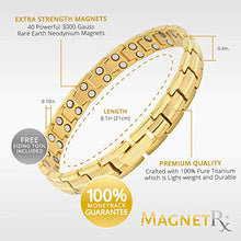 Load image into Gallery viewer, MagnetRX® Women's Ultra Strength Magnetic Therapy Bracelet - Arthritis Pain Relief & Carpal Tunnel Titanium Magnetic Bracelets for Women - Adjustable Length with Sizing Tool (Gold)