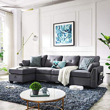 Load image into Gallery viewer, HONBAY Reversible Sectional Sofa Couch for Living Room L-Shape Sofa Couch 4-seat Sofas Sectional for Apartment Dark Grey