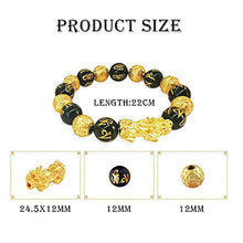 Load image into Gallery viewer, Chinese Feng Shui Bracelet 12 mm Feng Shui Black Obsidian Wealth Bracelet Elastic Wealth Bracelet with Pi Xiu Pi Yao for Attracting Good Luck and Wealth(J 12mm)