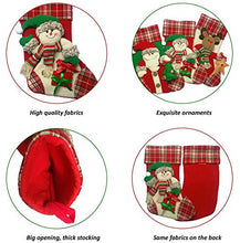 Load image into Gallery viewer, Yecence Christmas Stockings Large 3 Pcs Set 19" 3D Style Santa Snowman Reindeer Character for Xmas Classic Decoration Fireplace Hanging Ornaments Holiday Décor