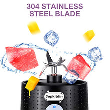 Load image into Gallery viewer, Supkitdin Portable Blender, Personal Mixer Fruit Rechargeable with USB, Mini Blender for Smoothie, Fruit Juice, Milk Shakes, 380ml, Six 3D Blades for Great Mixing (Black)