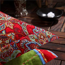 Load image into Gallery viewer, CoutureBridal Boho Striped Pillow Covers Queen 2PC Microfiber Colorful Mandala Floral Printed Bohemian Pillowcases for Hair and Skin,20"x30"