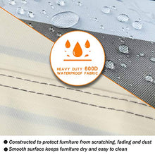 Load image into Gallery viewer, WJ eTrade Patio Furniture Covers, Waterproof UV Resistant for Medium Rectangular Outdoor Table Chairs Dining Set, 112x74x32inch, Striped