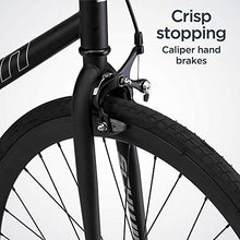 Load image into Gallery viewer, Schwinn Stites Fixie Adult Commuter Road Bike, Single-Speed, 58cm/Large Steel Stand-Over Frame, 700c Wheels, Flip-Flop Hub, Matte Black