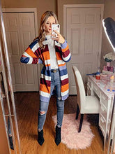 Load image into Gallery viewer, ECOWISH Womens Floral Striped Draped Kimono Cardigan Long Sleeve Open Front Casual Knit Sweaters Coat Floral L
