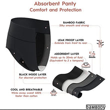 Load image into Gallery viewer, Bambody Absorbent Panty: Period Panties/Maternity & Postpartum Underwear (X-Small, 1 x Black)