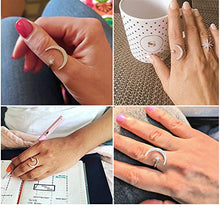 Load image into Gallery viewer, Milacolato Sterling Silver Moon Rings for women Adjustable Platinum Plated 5A Cubic Zirconia Crescent Moon Star Rings