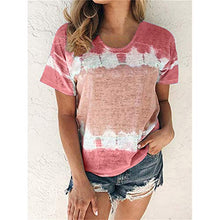 Load image into Gallery viewer, Aniywn Plus Size T-Shirt,Women Summer Casual O-Neck Short Sleeve Printing Patchwork Tunic Tops Basic Shirts Wine