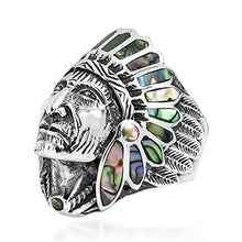 Load image into Gallery viewer, AeraVida Abalone Shell Native American Style .925 Sterling Silver Ring (10)