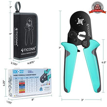 Load image into Gallery viewer, TICONN Ferrule Crimping Tool Kit with 1200PCS Ferrules Insulated Wire Terminals, Self-adjustable Ratchet Wire Crimper for AWG 23–7 Electrical Wire Connectors