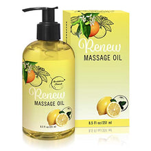 Load image into Gallery viewer, Renew Massage Oil with Orange, Lemon & Peppermint Essential Oils - Great for Massage Therapy or Home use. Ideal for Full Body – with Almond, Grapeseed & Jojoba Oils – By Brookethorne Naturals