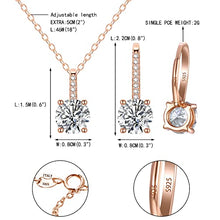 Load image into Gallery viewer, EVER FAITH Elegant Wedding Jewelry Set, 925 Sterling Silver Sparkly Round Cut White CZ Rose Gold Hypoallergenic Necklace Earrings Set for Bridal