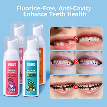 Load image into Gallery viewer, NOHOO Kids Foam Toothpaste with Fruit Flavor, Fluoride Free Natural Formul, Foam Toothpaste for Electric Toothbrush (Strawberry+Orange+Peach+Cantaloupe)