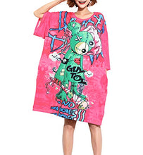 Load image into Gallery viewer, ellazhu Women 1/2 Sleeve Printed Oversized T-Shirt Dress GA1474 Pink