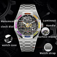 Load image into Gallery viewer, Automatic Mechanical Watch Skeleton Stainless 50M Waterproof Anti Shock Casual Diver Men Wrist Watch Sterling Watches Chronograph Analog Business Casual Fashion Adjustable Stainless Steel Band