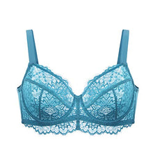 Load image into Gallery viewer, HSIA Women Minimizer Unlined Underwire Bra Eyelash Lace Unpadded Bra Sheer Sexy Bra 34C-44DDD Horizon Blue