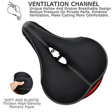 Load image into Gallery viewer, DAWAY Comfortable Men Women Bike Seat C99 Memory Foam Padded Leather Wide Bicycle Saddle Cushion with Taillight, Waterproof, Dual Spring Designed, Soft, Breathable, Fit Most Bikes, 1 Year Warranty