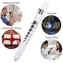 Load image into Gallery viewer, CAVN Pen Light with Pupil Gauge LED Penlight for Nurses Doctors, 2 Pcs Reusable Medical Penlight for Nursing Students Rose Gold and White