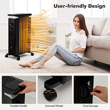 Load image into Gallery viewer, GOFLAME Oil Filled Radiator Heater, 1500W Electric Portable Space Heater with 3 Heat Settings and Built-In Thermostat, Oil Heater with Wheels, Tip-Over & Overheat Protection for Home Office (Black)