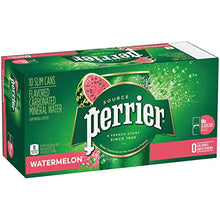 Load image into Gallery viewer, Perrier Watermelon Flavored Carbonated Mineral Water, 8.45 fl oz. Slim Cans (10 Pack)