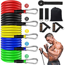 Load image into Gallery viewer, AIRIVO Resistance Bands Set (11 pcs), Elastic Workout Bands with Handles, Door Anchor, Foot Ring - Men Women Portable Home Exercise Accessories, Training, Physical Therapy Yoga Pilates