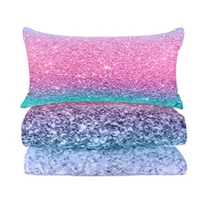 Load image into Gallery viewer, BlessLiving 3 Piece Comforter Set with Pillow Shams – 3D Printed Pink Glitter Bedding Set Girls Women Reversible Comforter Queen Size Bedding Sets – Soft Comfortable Machine Washable, Blue Turquoise