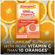 Load image into Gallery viewer, Emergen-C 1000mg Vitamin C Powder, with Antioxidants, B Vitamins and Electrolytes, Vitamin C Supplements for Immune Support, Caffeine Free Fizzy Drink Mix, Super Orange Flavor, 0.32 Ounce (Pack of 60)