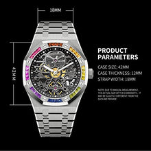 Load image into Gallery viewer, Automatic Mechanical Watch Skeleton Stainless 50M Waterproof Anti Shock Casual Diver Men Wrist Watch Sterling Watches Chronograph Analog Business Casual Fashion Adjustable Stainless Steel Band