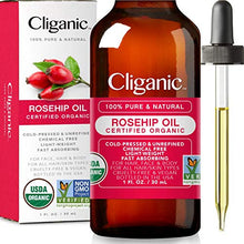 Load image into Gallery viewer, Cliganic USDA Organic Rosehip Seed Oil for Face, 100% Pure | Natural Cold Pressed Unrefined Non-GMO | Carrier Oil for Skin, Hair & Nails