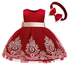 Load image into Gallery viewer, CMMCHAAH Infant Girls Big Bowknot Dresses Baby Little Girls Tulle Lace Wedding Party Ball Gown Dress (Purple+Pink,60)